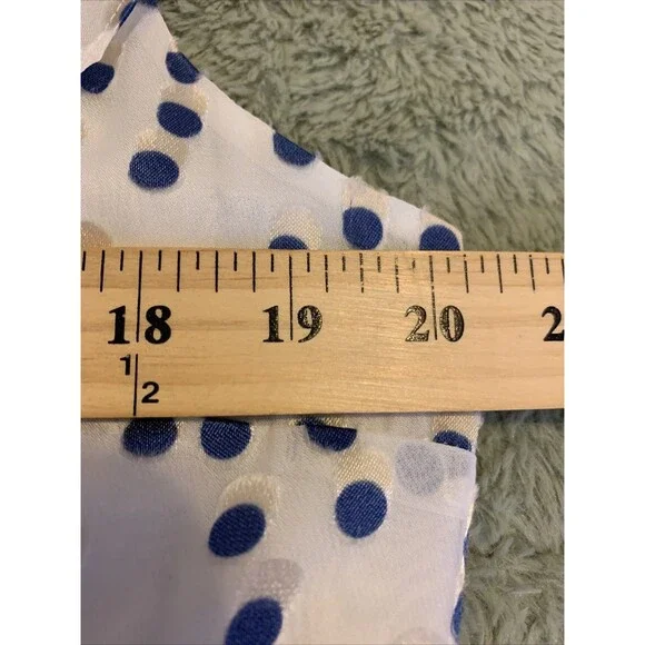 Lilly Pulitzer Madelina Dress Large Bennet Blue Polka Dot Ruffle Summer Flirty - Picture 15 of 16